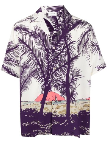 P.A.R.O.S.H. - palm-tree short-sleeved shirt - men - Silk - S - Purple
