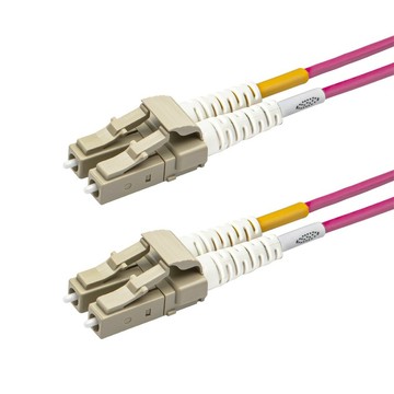 博光通訊 電信級 0.2dB LC/UPC to LC/UPC 多模 OM4 雙工光纖跳線 康寧纖芯 洋紅色外被, 米色接頭 1m