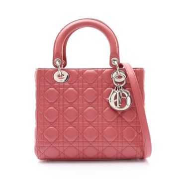 Dior 迪奧 粉色 羊皮 Lady Dior Midium 兩用包 【二手名牌BRAND OFF】