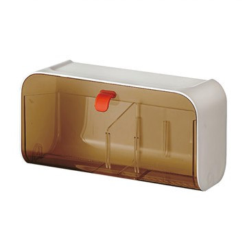 帶蓋 壁掛式分隔收納盒/側掀式收納盒/防塵收納盒 黏貼式/小物收納/浴室收納/茶包 簡約無印風  棕色  1個