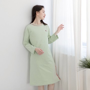 MIT有機棉織帶圓領連身居家服-嫩芽綠