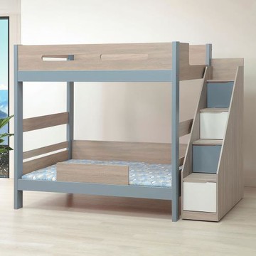 Boden-伍迪3.5尺單人雙層床架(床架+樓梯收納櫃-不含床墊)