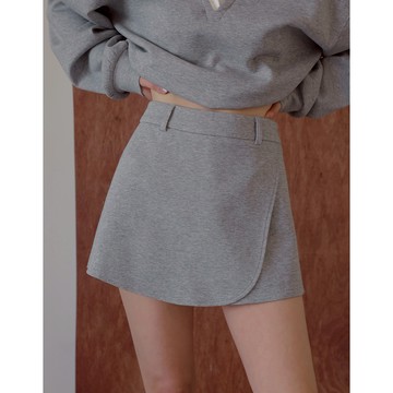AIR SPACE LADY 前交疊設計A字短褲裙(淺灰) 女裝 現貨