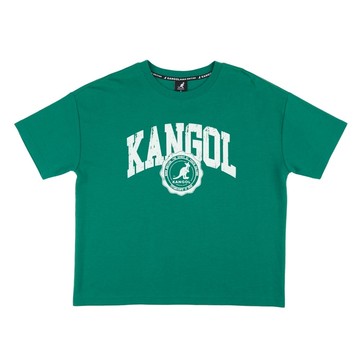 【KANGOL】女款寬版仿舊T 短袖上衣 女 綠色-6422100270