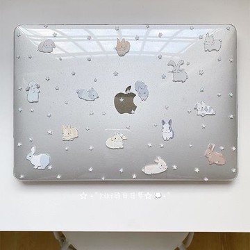 Kiki的白日夢/兔子樂園侏儒兔可愛滿天星亞克力MacBookproair保護殼保護套輕薄防磕碰pc材質M1M2新款防摔透氣
