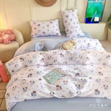 DUYAN 竹漾 舒柔棉雙人床包被套四件組 / 萌汪日常 台灣製