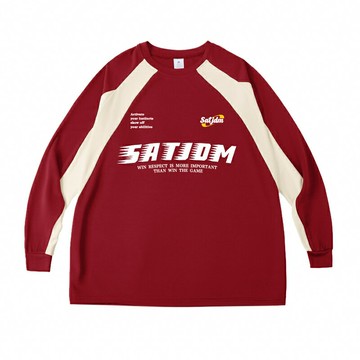 美式長袖拼接撞色插肩復古籃球運動訓練T恤健身跑步體育生【木屋雜貨】