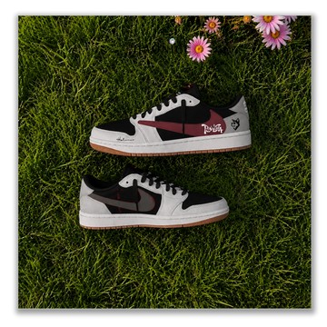 【HAO NICE】客製Air Jordan 1 x Travis Scott 磚紅閃電 黑紅倒勾 板鞋 籃球鞋 假一賠十 配合legit 驗貨