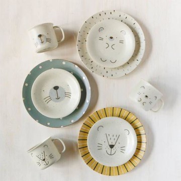 日本美濃燒可愛動物粗陶早餐盤刺猬獅子海豹馬克杯碟子深平盤子