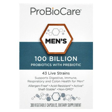 ProBioCare, 男性益生菌（含益生元），30 粒素食膠囊