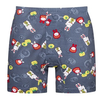 DADADO-福兔招財 4L印花四角男內褲(灰) 天然絲光棉-吸濕排汗-GHQ304GY