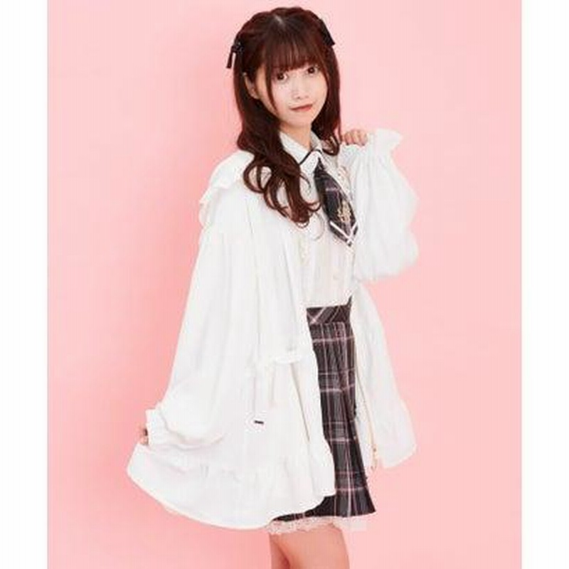 Secret Honey　シフォンボリュームリボンパーカー　ホワイト シークレットハニー Secret Honey シフォンボリュームリボン