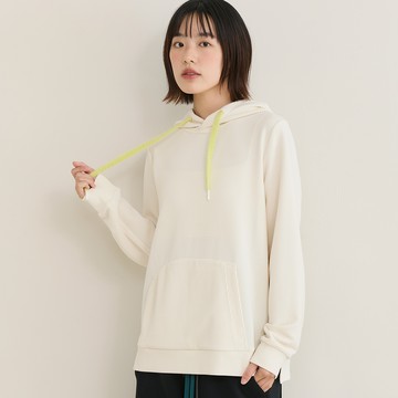 a la sha Logo立體繡橫條緹紋連帽上衣