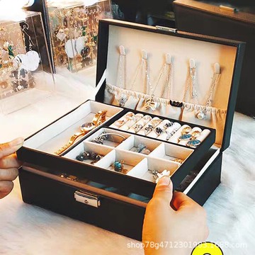 耳釘耳環項鏈收納盒飾品首飾盒子大容量簡約耳飾品耳墜整理盒家用