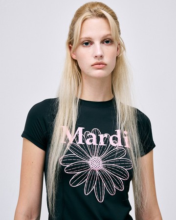 MARDI MERCREDI 印花修身短袖 黑色 經典小雛菊 粉紅花 舒適 運動 AIRLIFT SLIM FIT TOP FLOWERMARDI