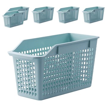 bebehome 北歐風桌上型多功能萬用收納籃 PP材質 鏤空透氣  31 x 15 x 17.5cm  淺藍色  6個