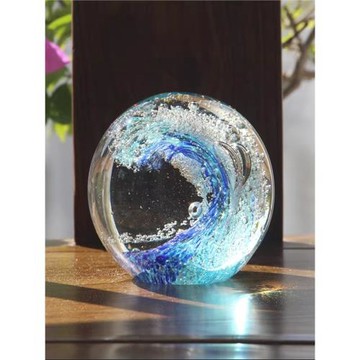 創意風生水起海浪球裝飾品擺件淄博琉璃生日禮物紀念獎杯乘風破浪