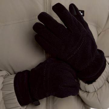 兒童 刷毛 雙層止滑 手套 - 黑色