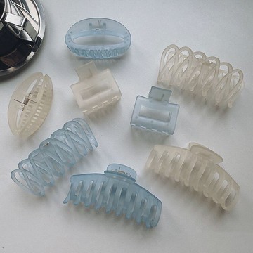 夏季透明藍色發夾 韓式 簡約ins抓夾女 后腦勺盤發鯊魚夾發飾頂夾