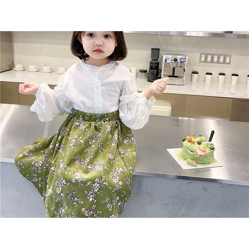 韓国子供服】花柄ロングスカート 1Color（90×グリーン） 通販 LINEポイント最大5.0%GET | LINEショッピング