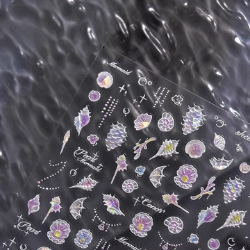 💗台灣出貨💗貝殼光仙女清透美人魚美甲貼紙海螺新款網紅極光純欲指甲貼水杯貼