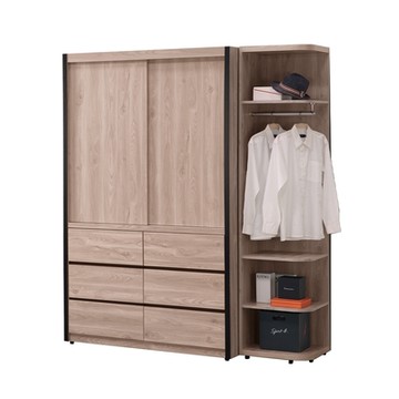 唯熙傢俱-莉特淺灰橡色5.5尺衣櫃