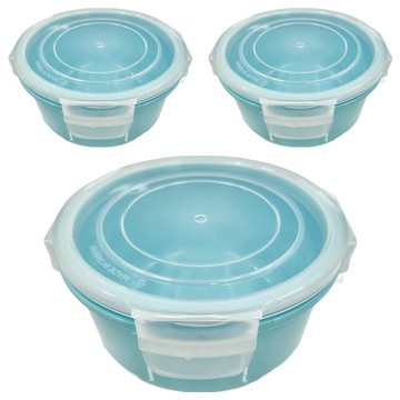 MIKA HOUSE 橘之屋 密扣式微波保鮮盒 直徑15.5x7.3cm PP塑料 台灣製 3個 P-089 圓  P-089  圓