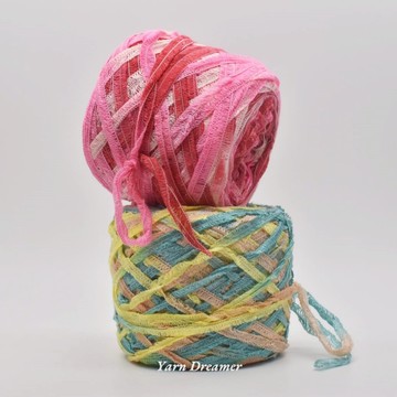 漸層花式軌道紗 特色毛線 DIY鉤針棒針手工毛線紅色 圍巾包包小物 綠色經緯線