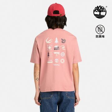 Timberland 女款粉色寬版圖案短袖T恤|A43XQR85