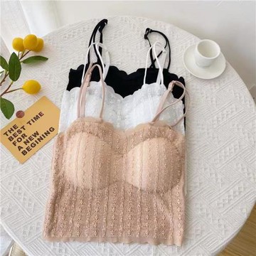 吊帶背心美背內衣女夏季內搭外穿文胸一體打底T恤抹胸帶胸墊上衣