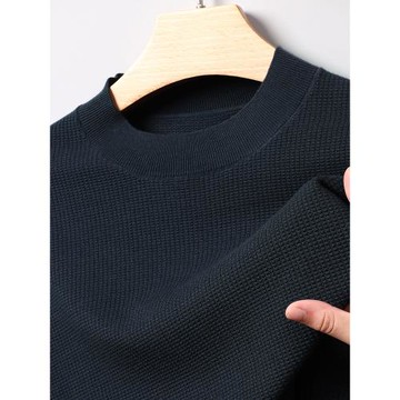 (免運)沐羊含羊絨針織衫男菠蘿汁桑蠶絲半高領春秋季薄款長袖t恤打底衫