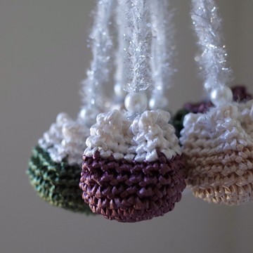 //聖誕限定//束口袋造型小掛飾/束口袋/吊飾/手工鉤織