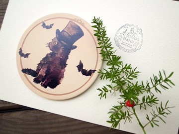 小動物圓滾滾陶瓷杯墊 / 紳士貓