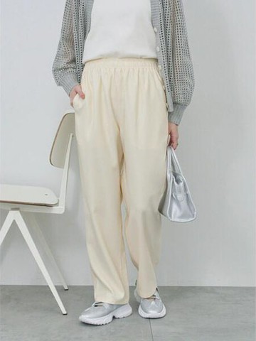 鬆緊腰設計休閒長褲(0F000480710) - Samansa Mos2 blue