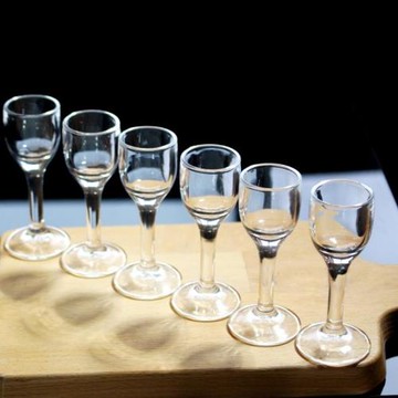 普通款 中式無鉛玻璃高腳白酒杯6只套裝加厚小酒杯一口杯飯店商用