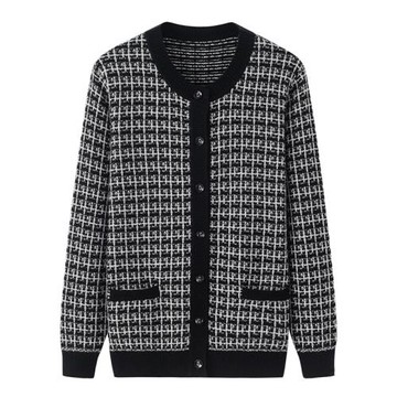 羊絨衫女開衫圓領系扣秋冬加厚大碼中老年香風毛衣毛衫外套K2595