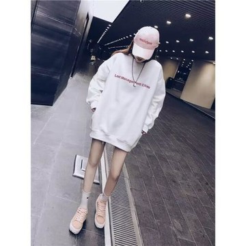 白色衛衣女加絨2026秋冬新款歐貨寬松中長款下衣消失遮屁股上衣潮