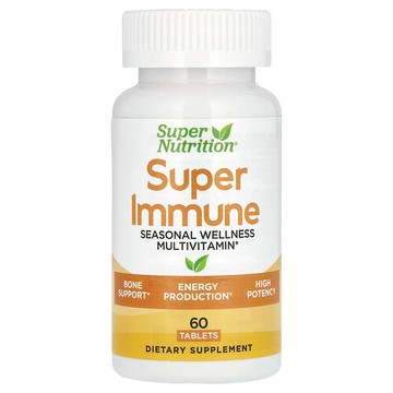 Super Nutrition, Super Immune，加強機體機體防御力的多維生素含谷胱甘肽、優效維生素、礦物質和草本，60 片