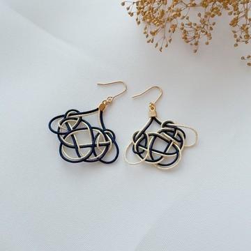 【水引】【海軍藍】袈裟結耳環/推薦用於正式場合