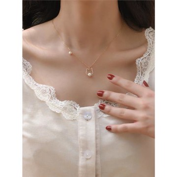 賽賽莉安原創設計貓咪項鏈14K包金鎖骨脖子簡約氣質個性小眾網紅