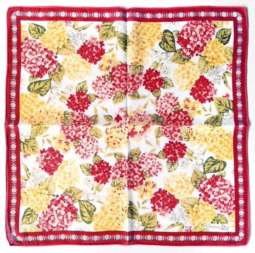 Christian Dior 古董繡球花純棉手帕 花卉印花 18.5 x 18.5 英吋