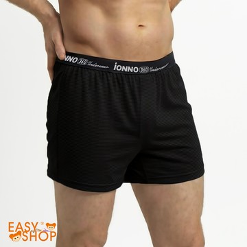 【EASY SHOP】iONNO-冰沙360-奈米涼爽冰絲男士大平口內褲-經典黑