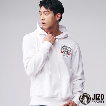 地藏小王 BLUE WAY – 閻魔火骷髏連帽長TEE(白)