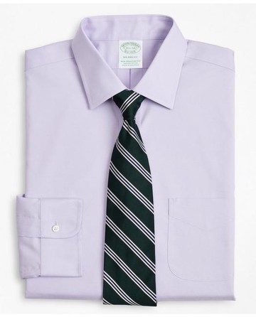 Brooks Brothers Men's Stretch Milano Slim-Fit Dress Shirt, Non-Iron Pinpoint Ainsley Collar | Lavender | Size 15 34