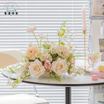 仿真花 人造花 假花 歐式輕奢餐桌花擺花高級婚禮餐桌中間擺件仿真花高檔客廳裝飾假花特惠/全館折扣 可開發票 s5412