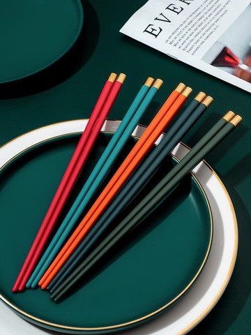 家用合金筷子 彩色防滑防霉筷子一人一筷家庭餐具耐高溫