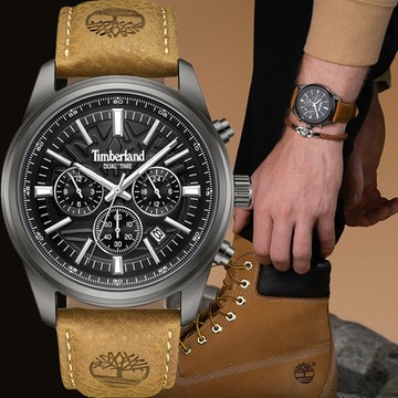 Timberland 天柏嵐 NORTHBRIDGE系列 三眼計時日曆手錶 1212購物節 送禮推薦-黑/45mm TDWGF0041205