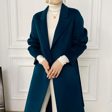 【巴黎精品】現貨+預購 真 100%羊毛大衣 毛呢外套-保暖長款寬鬆繫帶收腰女外套5色p1ag17