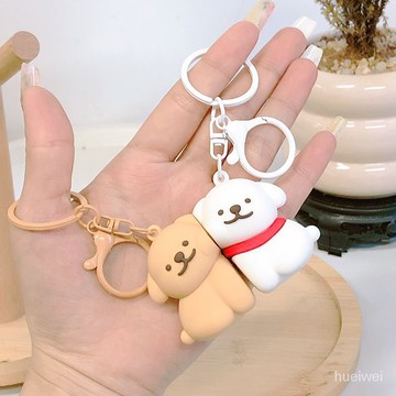 臺灣出貨⚡創意衕款可愛綫條小狗情侶磁吸鑰匙扣禮物卡通書包汽車掛飾掛件 SHYY