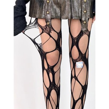 BON 自制撕裂不對稱純欲風破洞網襪亞文化個性千禧辣妹y2k絲襪